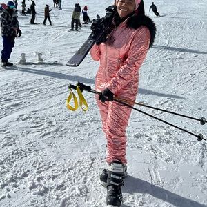Rose Gold/Pink Metallic Ski Suit size M